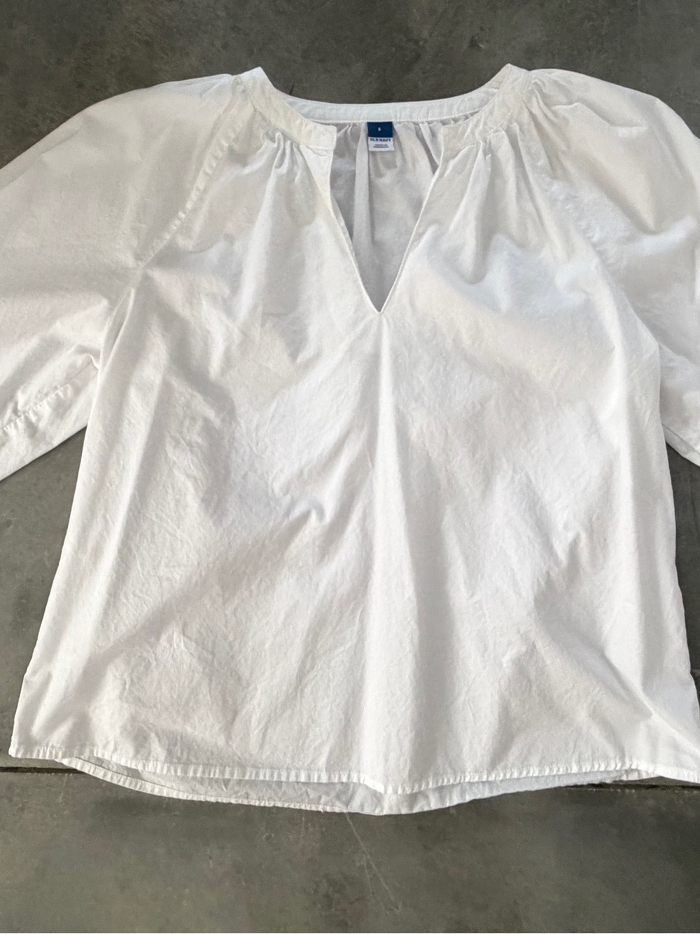 Old Navy White Split-V Peasant Blouse